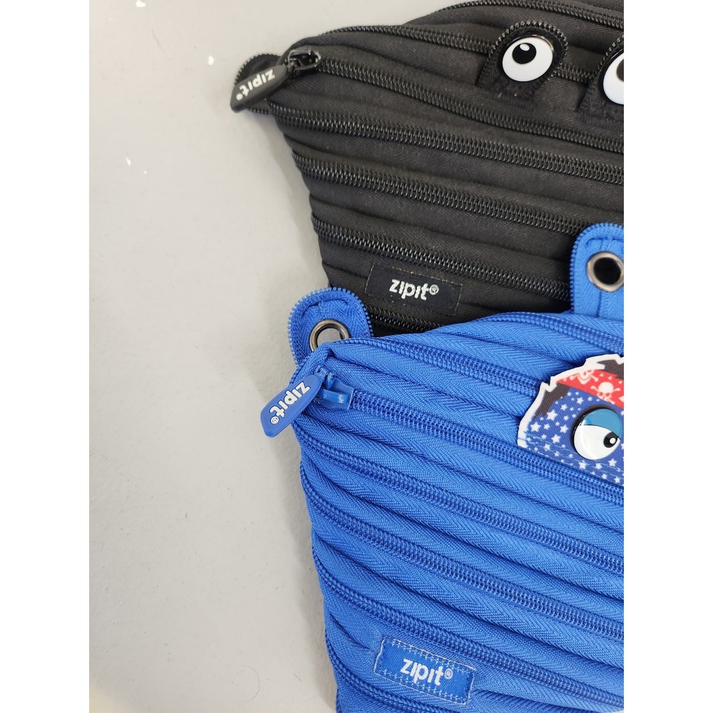Zipit Monster Pencil Case Pouch Set of 2 Kids OS Black Blue Binder Bag - Picture 3 of 5